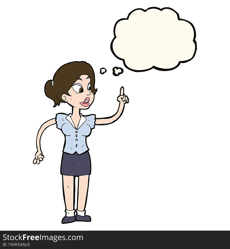 Cartoon Woman With Great Idea With Thought Bubble