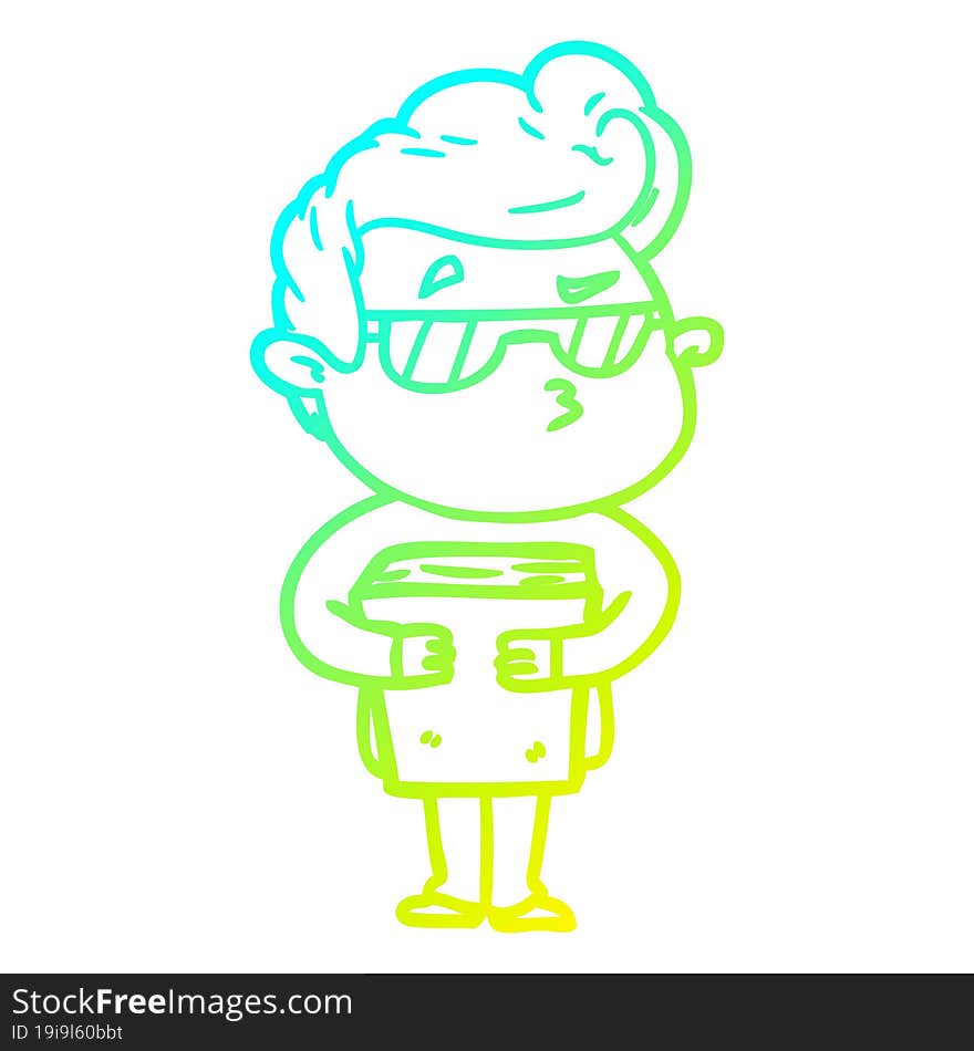 cold gradient line drawing cartoon cool guy