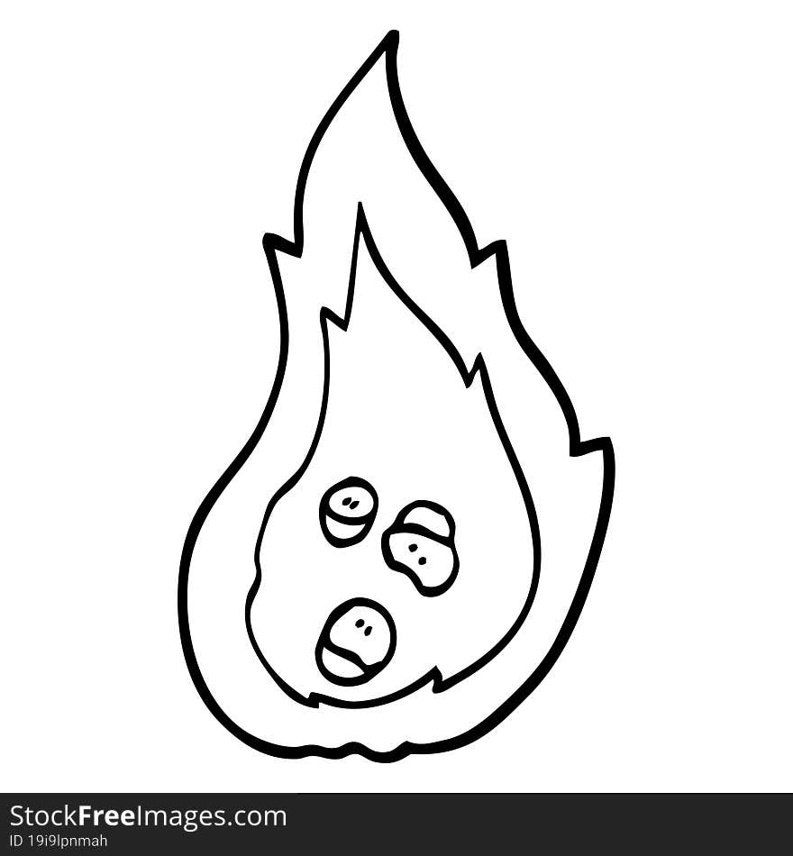 Black And White Cartoon Burning Coals