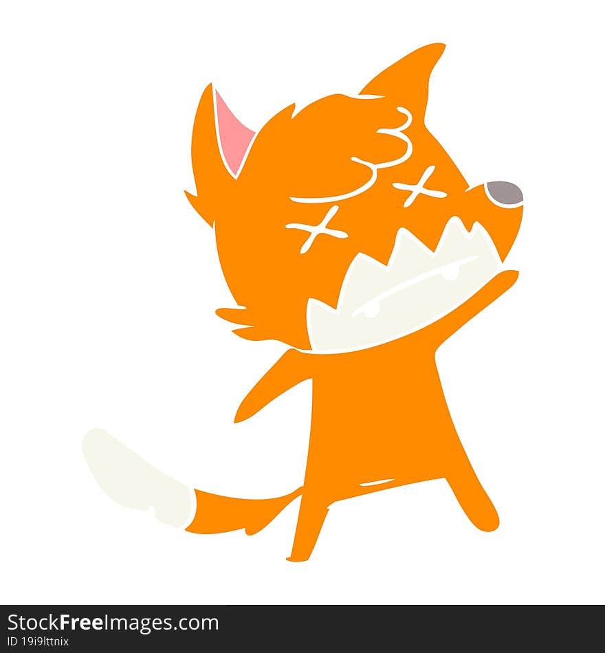 flat color style cartoon cross eyed fox