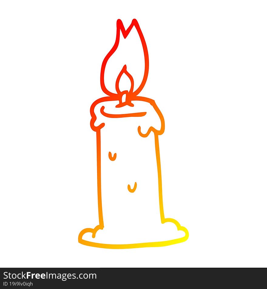 warm gradient line drawing cartoon burning candle