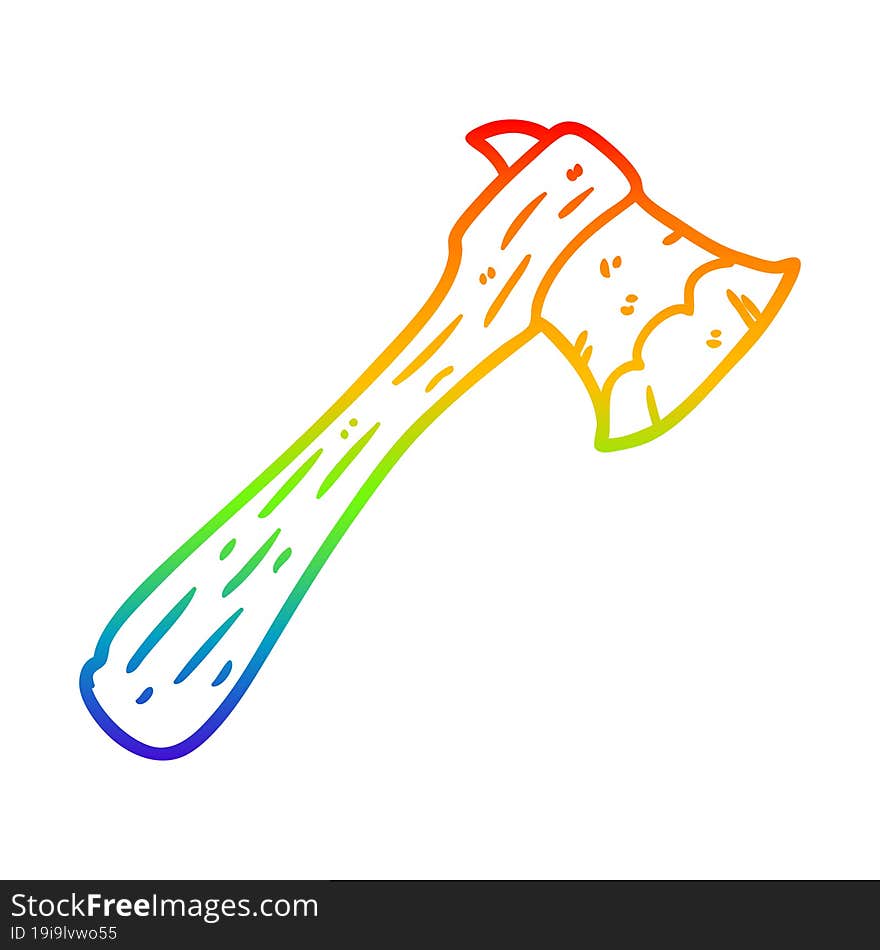 Rainbow Gradient Line Drawing Old Axe