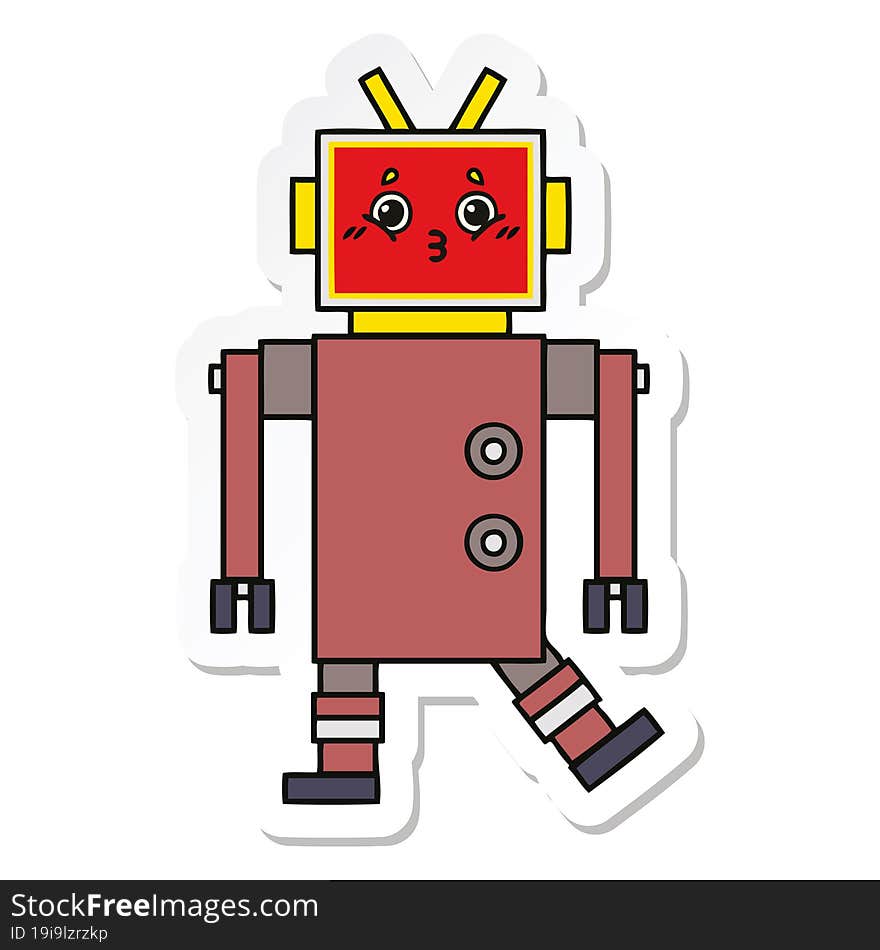 Sticker Of A Cute Cartoon Robot