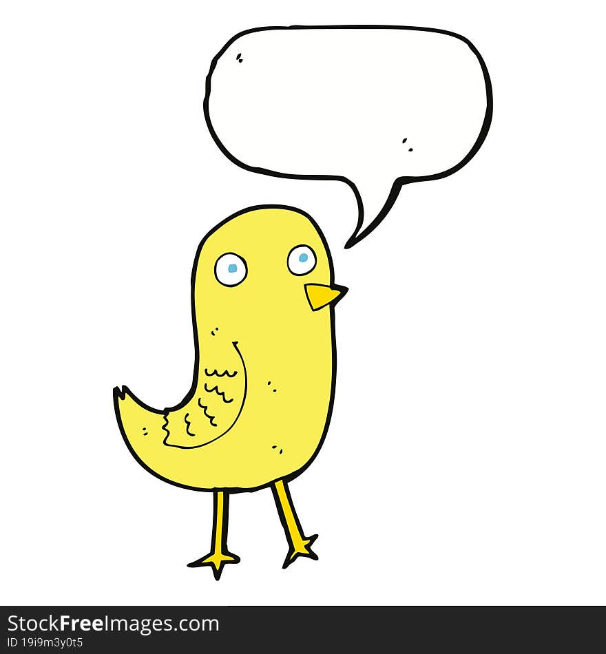 funny cartoon bird with speech bubble