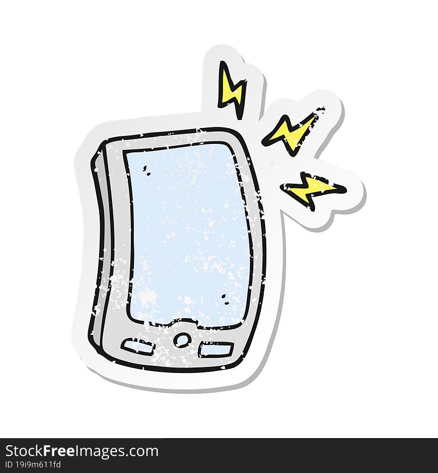 retro distressed sticker of a cartoon mobile phone