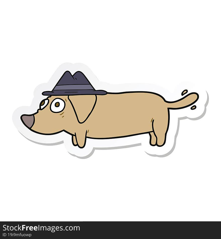 sticker of a cartoon dog wearing hat