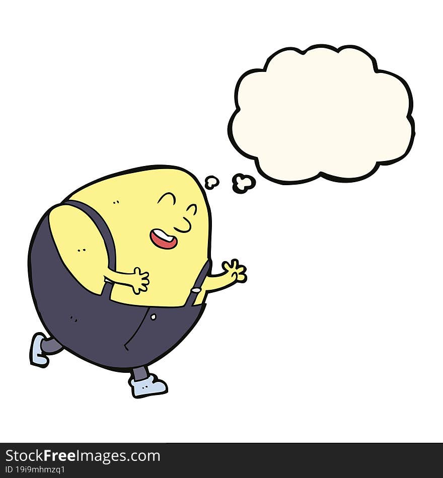 cartoon humpty dumpty egg character with thought bubble