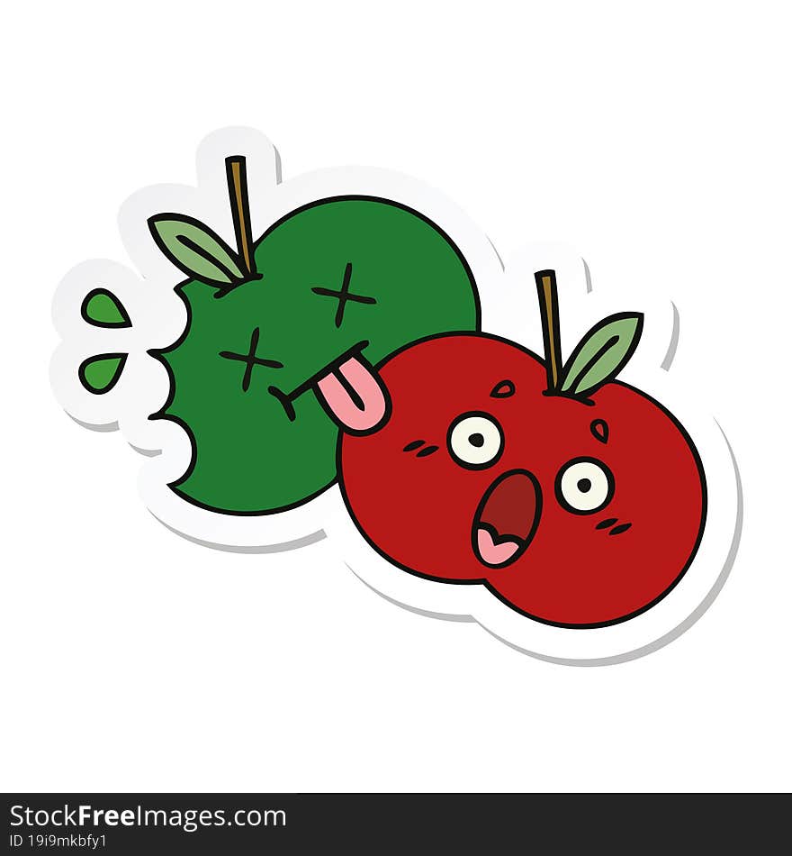 sticker of a cute cartoon juicy apple