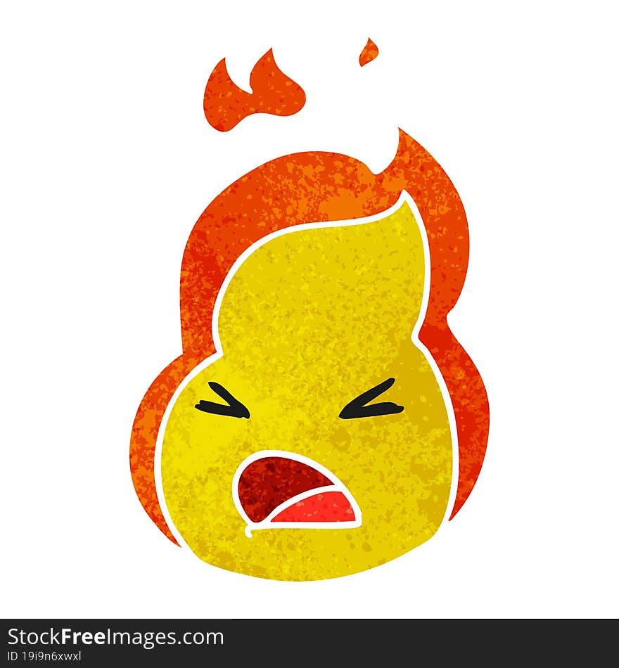 retro cartoon kawaii cute fire flame