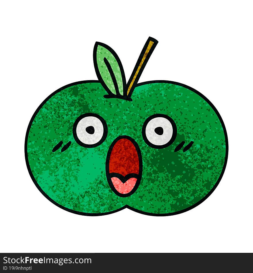 retro grunge texture cartoon juicy apple