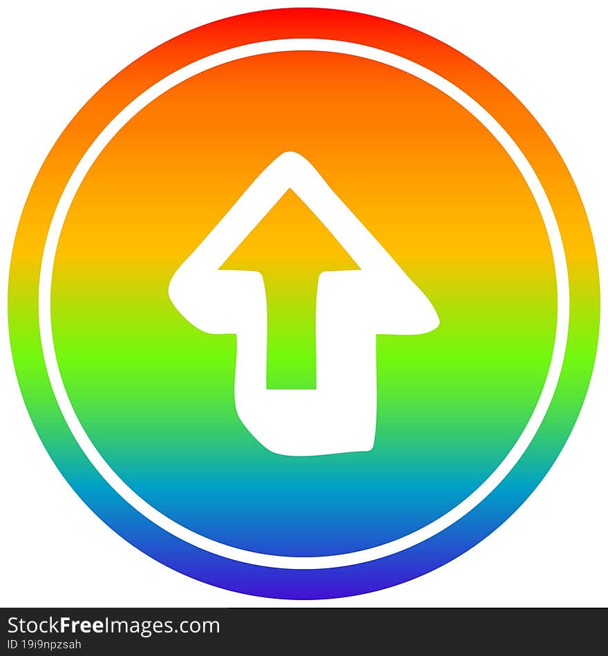 direction arrow circular icon with rainbow gradient finish. direction arrow circular icon with rainbow gradient finish