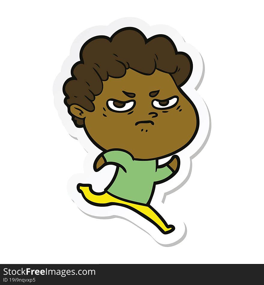 sticker of a cartoon angry man