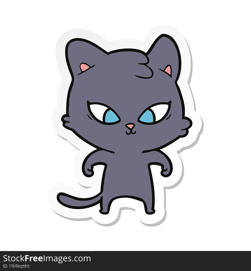 Sticker Of A Cute Cartoon Cat