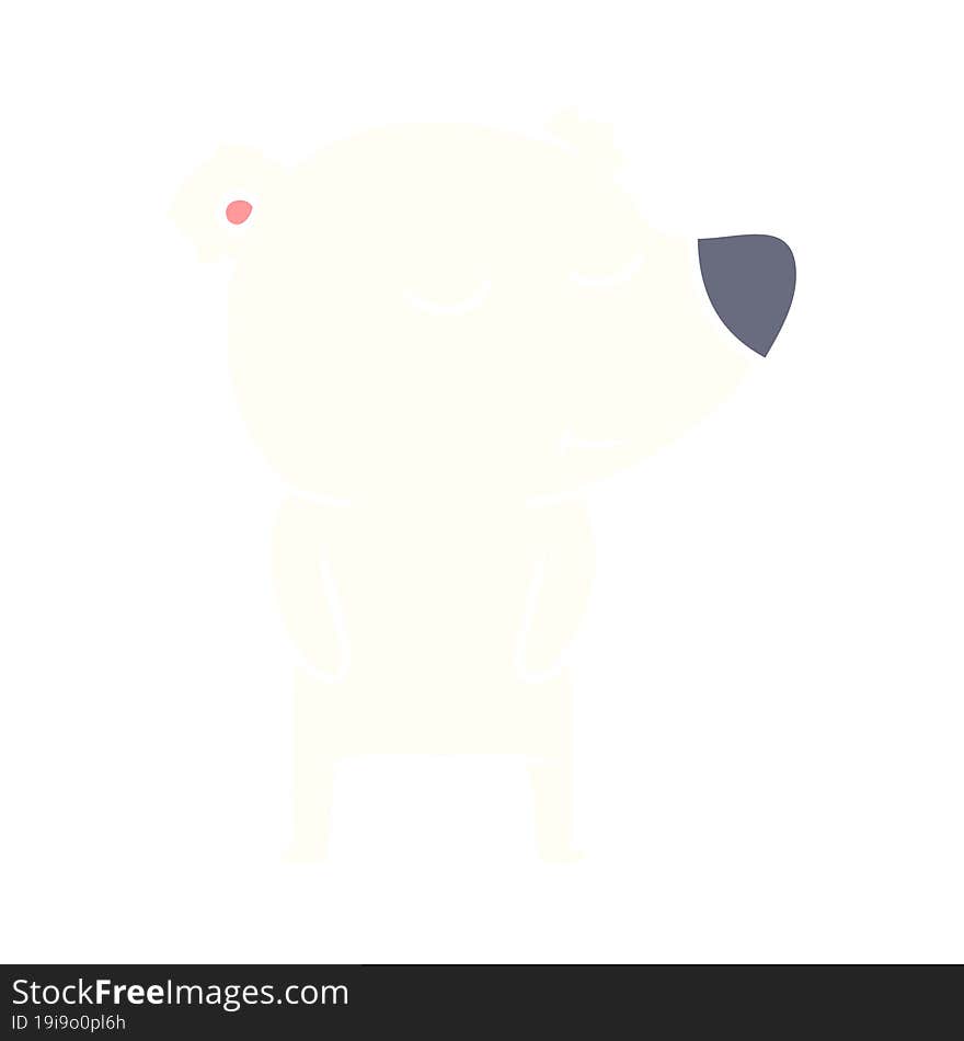 Happy Flat Color Style Cartoon Polar Bear