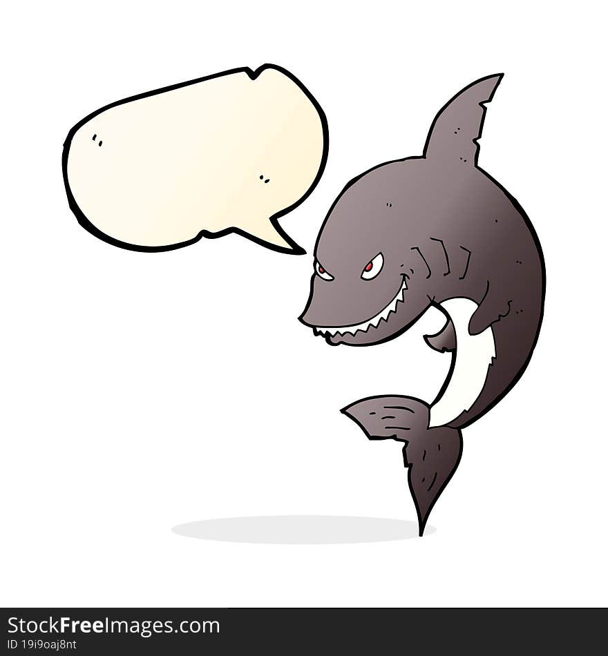 Funny Cartoon Shark With Speech Bubble