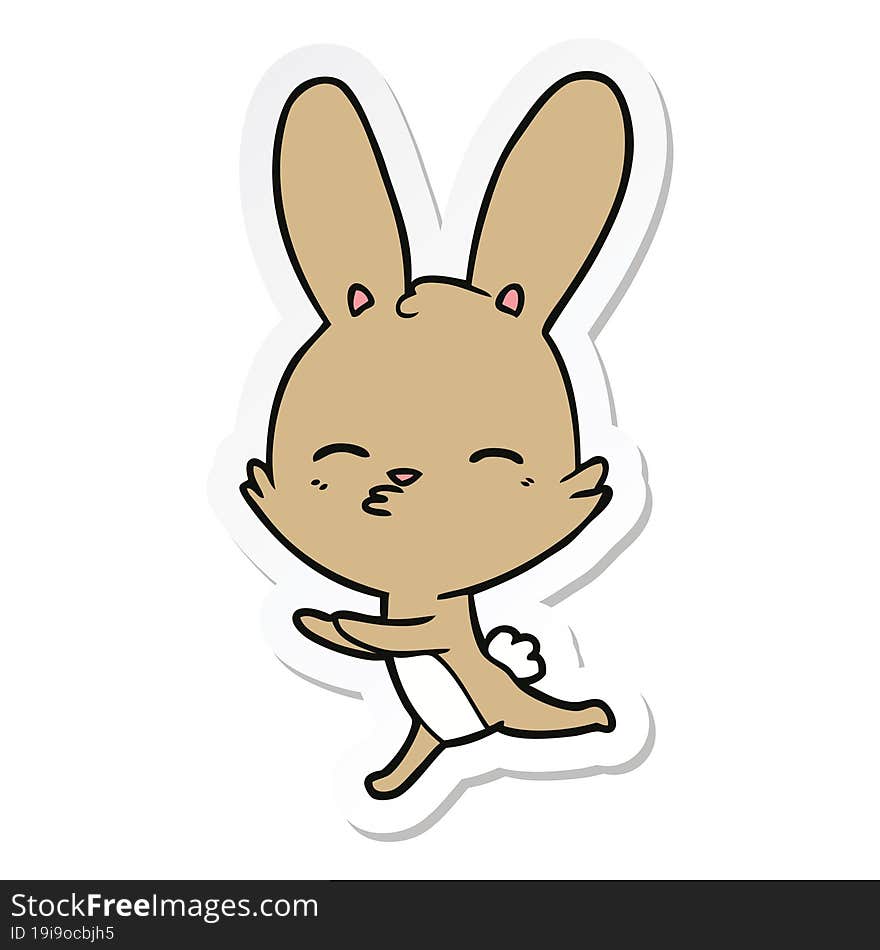 Sticker Of A Curious Bunny Cartoon