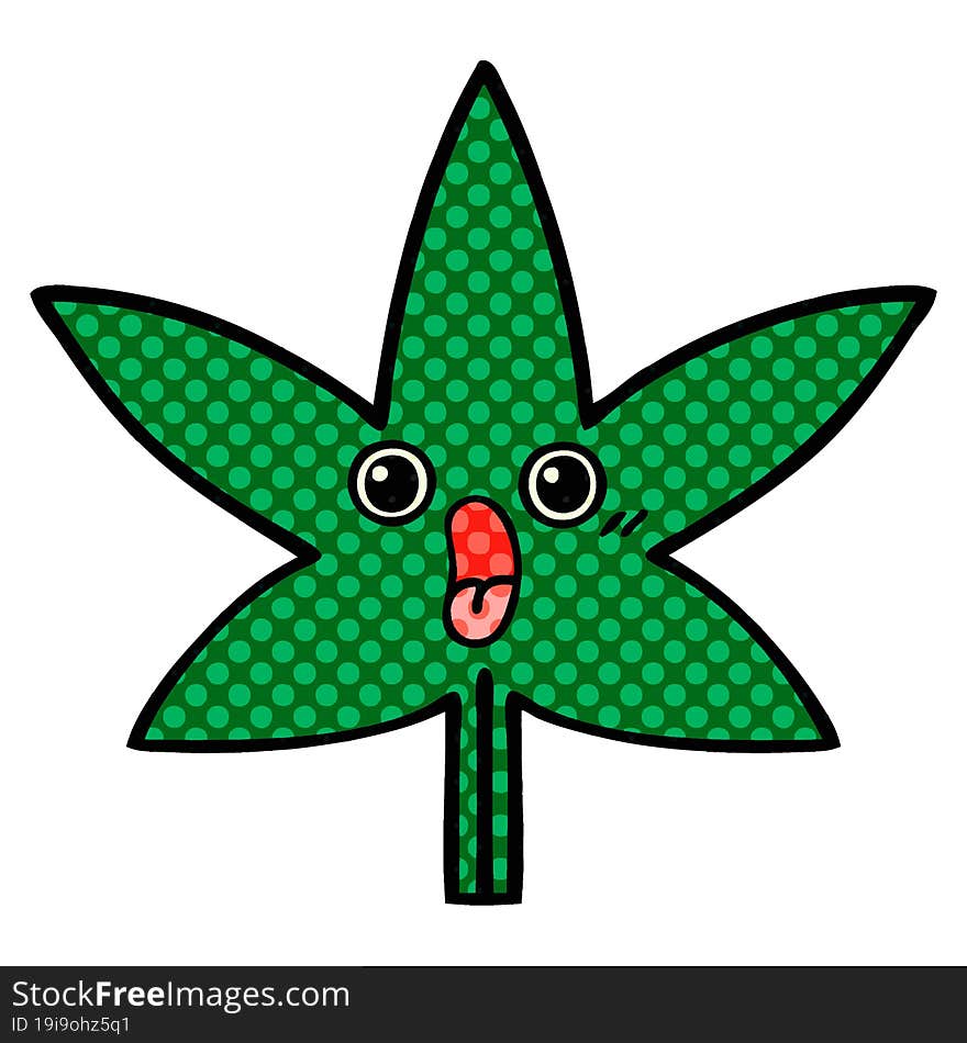 comic book style cartoon marijuana leaf