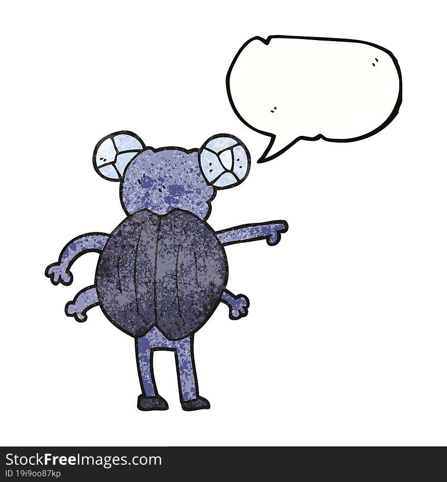 freehand speech bubble textured cartoon pointing insect