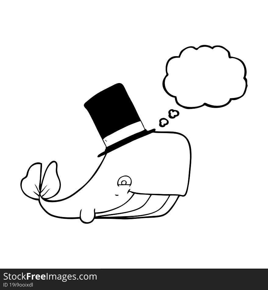 thought bubble cartoon whale in top hat