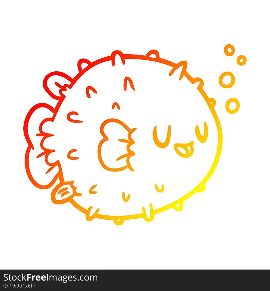 warm gradient line drawing blowfish