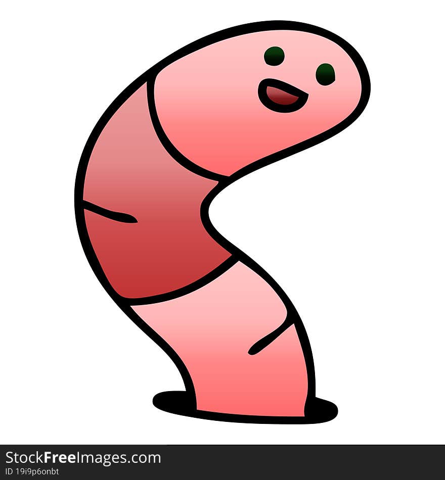 gradient shaded quirky cartoon worm. gradient shaded quirky cartoon worm