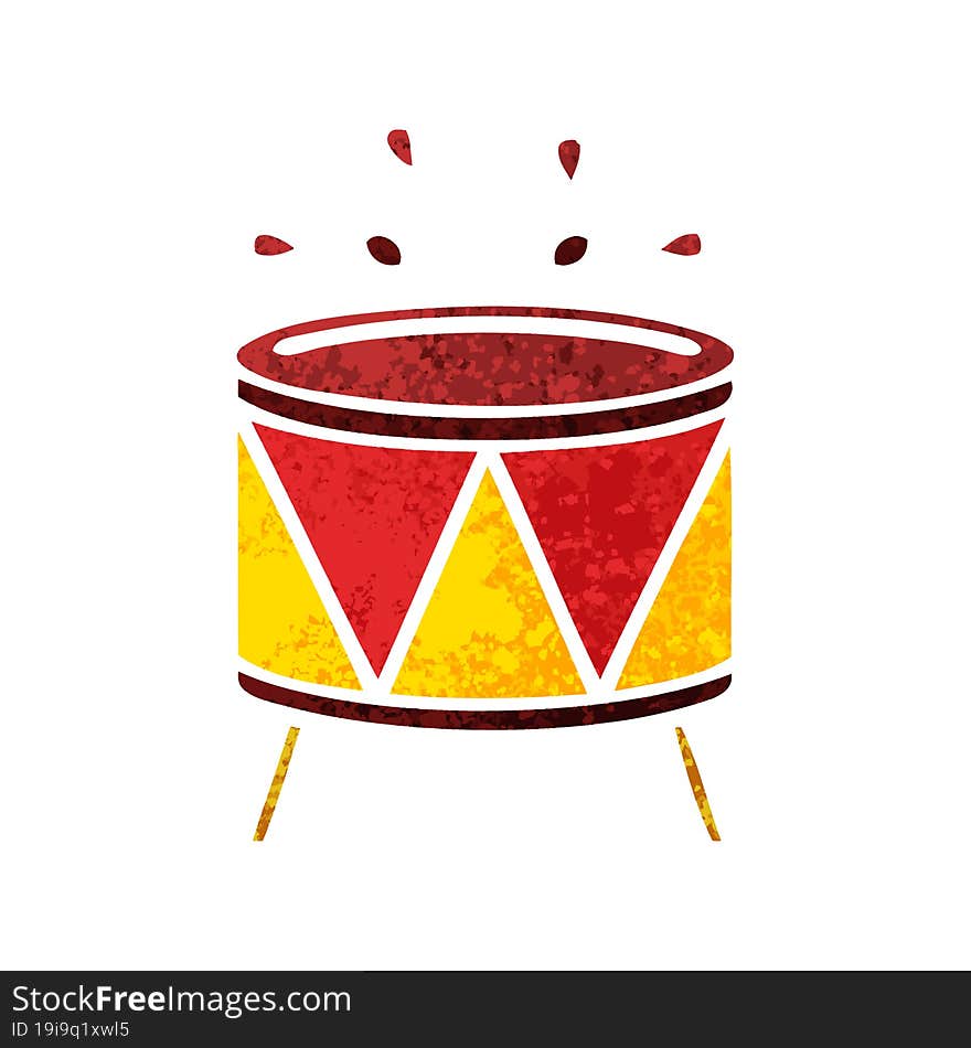 Retro Illustration Style Cartoon Drum