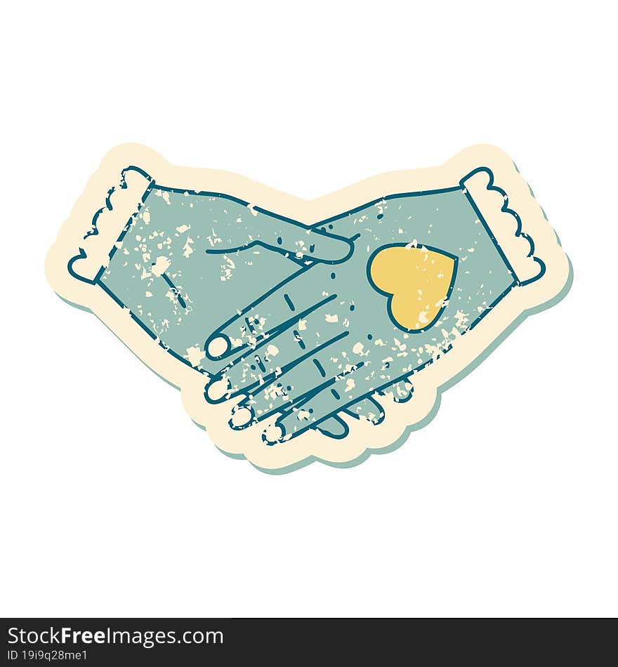 distressed sticker tattoo style icon of a pair of hands