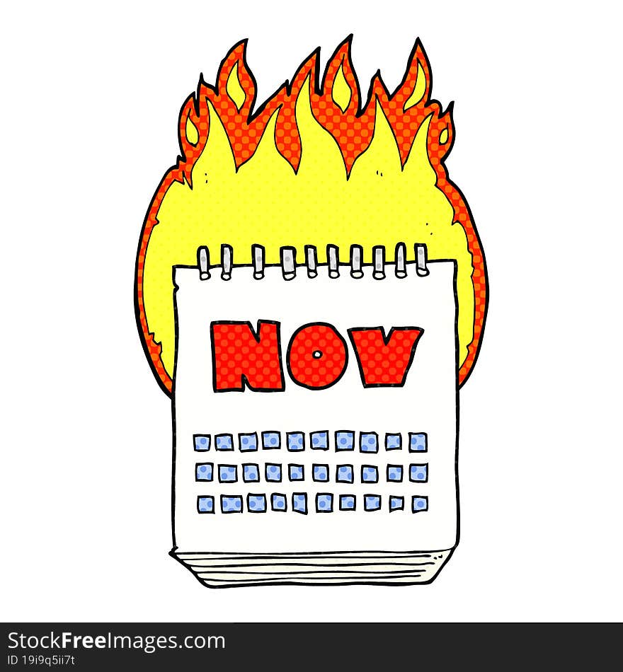 cartoon calendar showing month of November