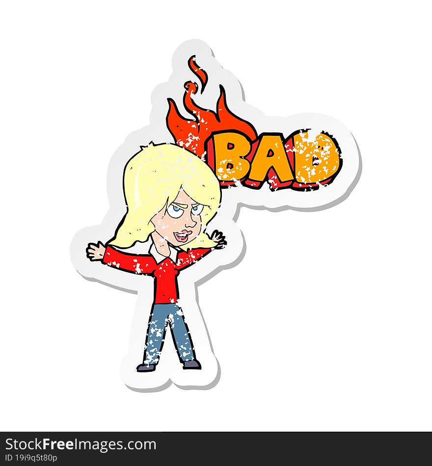 retro distressed sticker of a cartoon bad woman