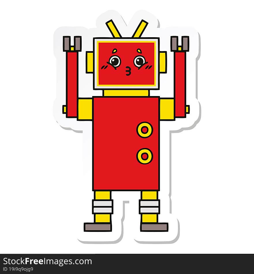 Sticker Of A Cute Cartoon Robot