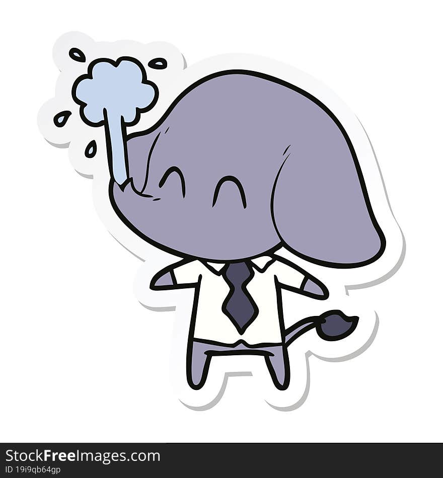 Sticker Of A Cute Cartoon Elephant Spouting Water