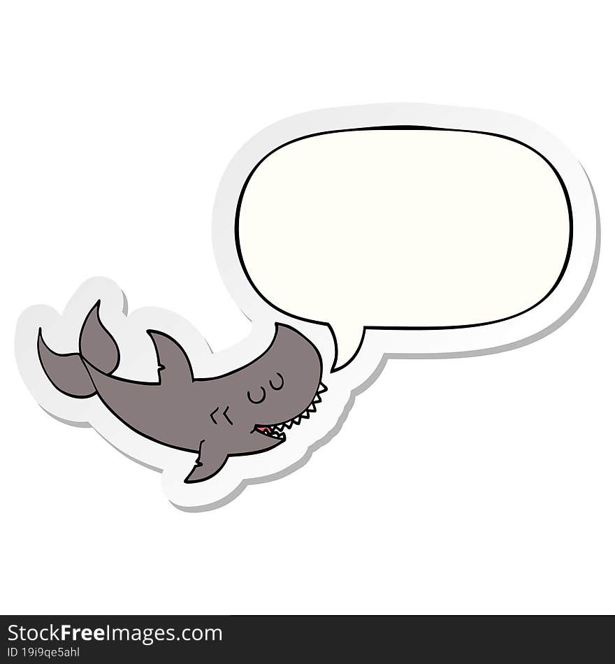 cartoon shark with speech bubble sticker. cartoon shark with speech bubble sticker