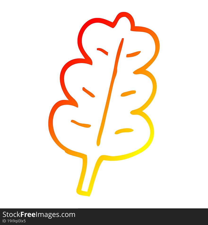 warm gradient line drawing of a cartoon oak leaf