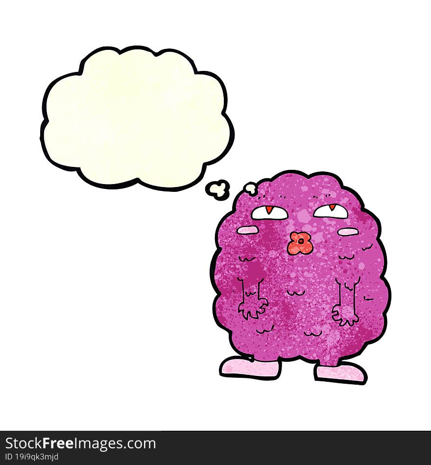 funny cartoon monster with thought bubble