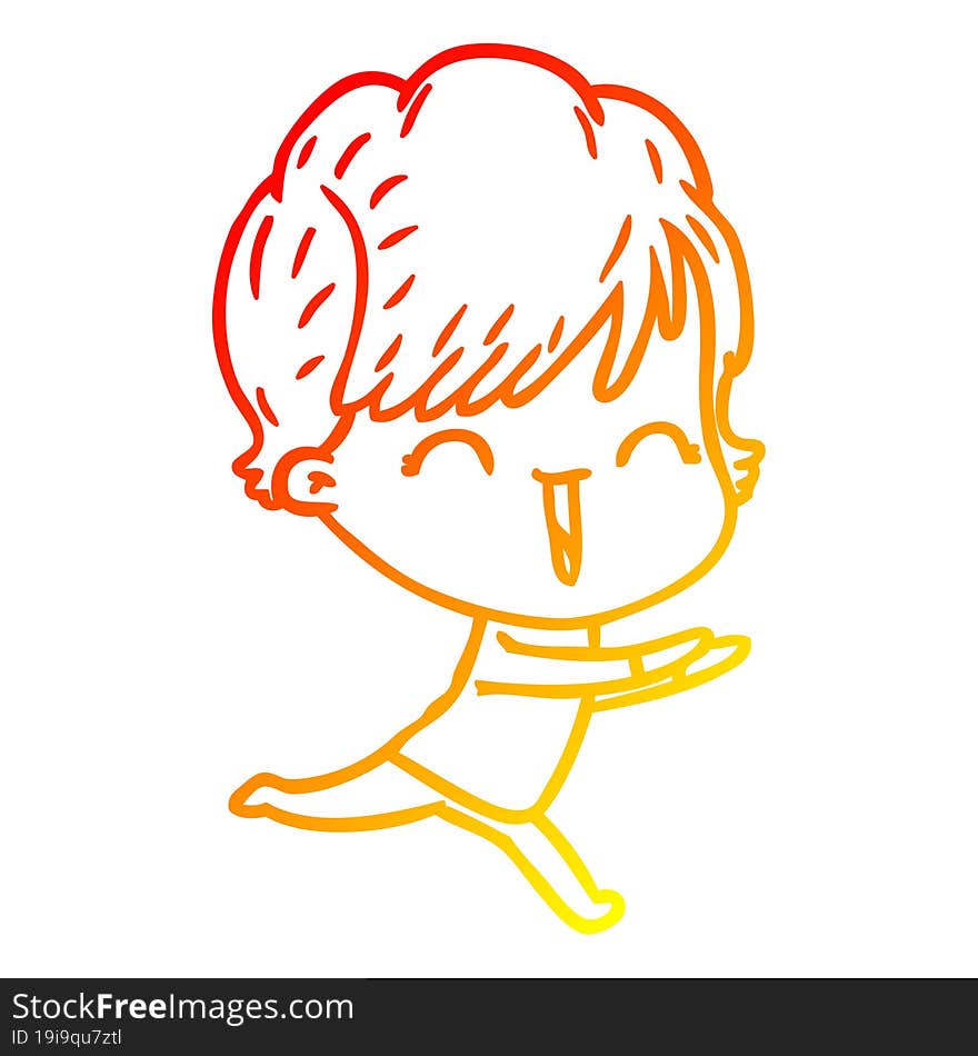 warm gradient line drawing cartoon laughing woman