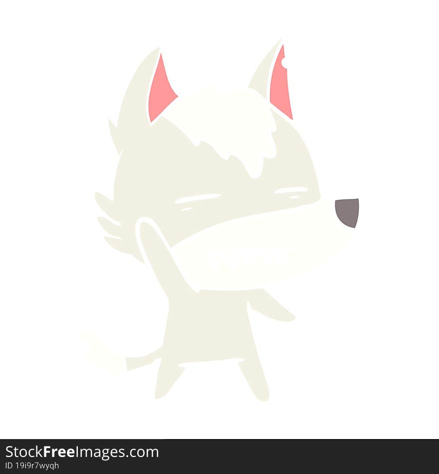 Flat Color Style Cartoon Wolf Waving Showing Teeth