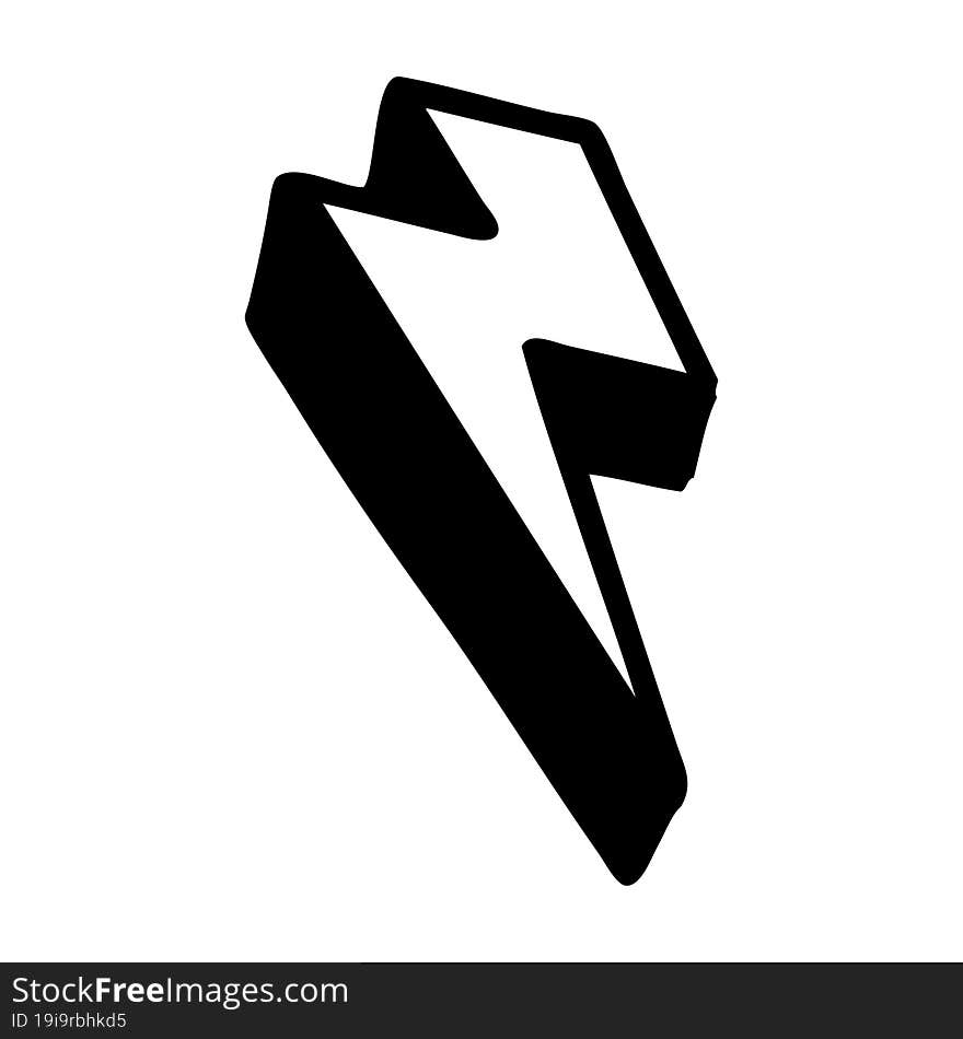 black line tattoo of lightning  bolt