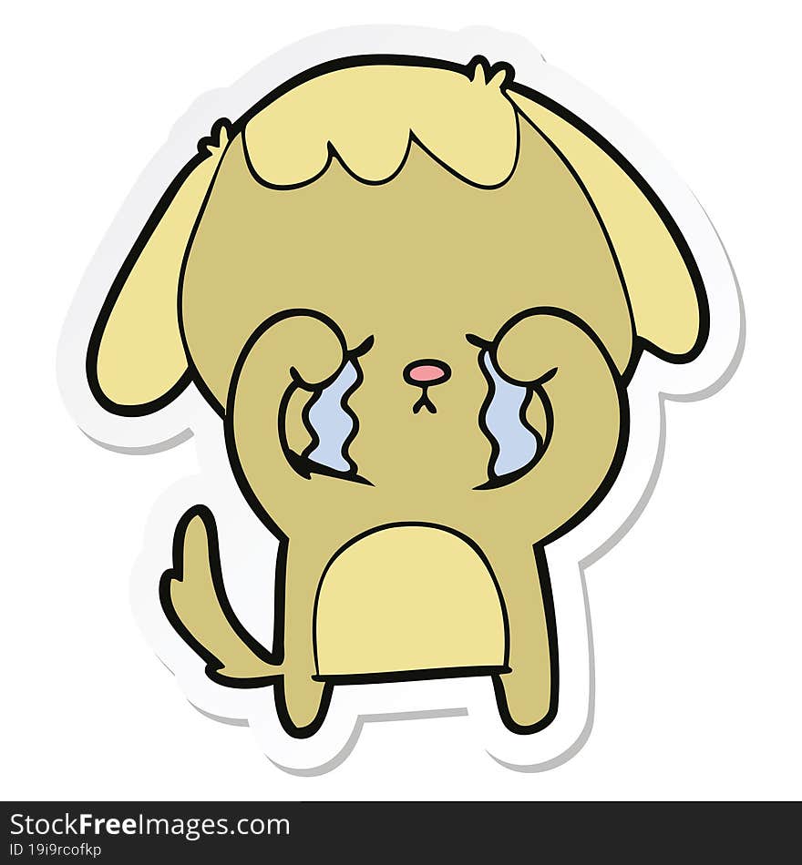 sticker of a cartoon crying dog