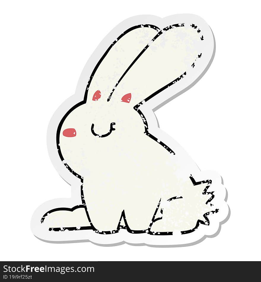 Distressed Sticker Of A Cartoon Rabbit