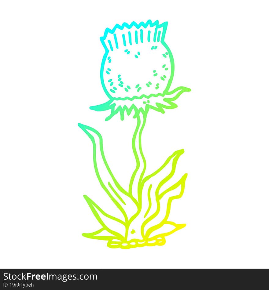 cold gradient line drawing cartoon wild flower