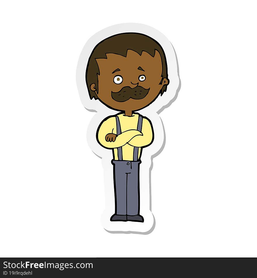 sticker of a cartoon man with mustache