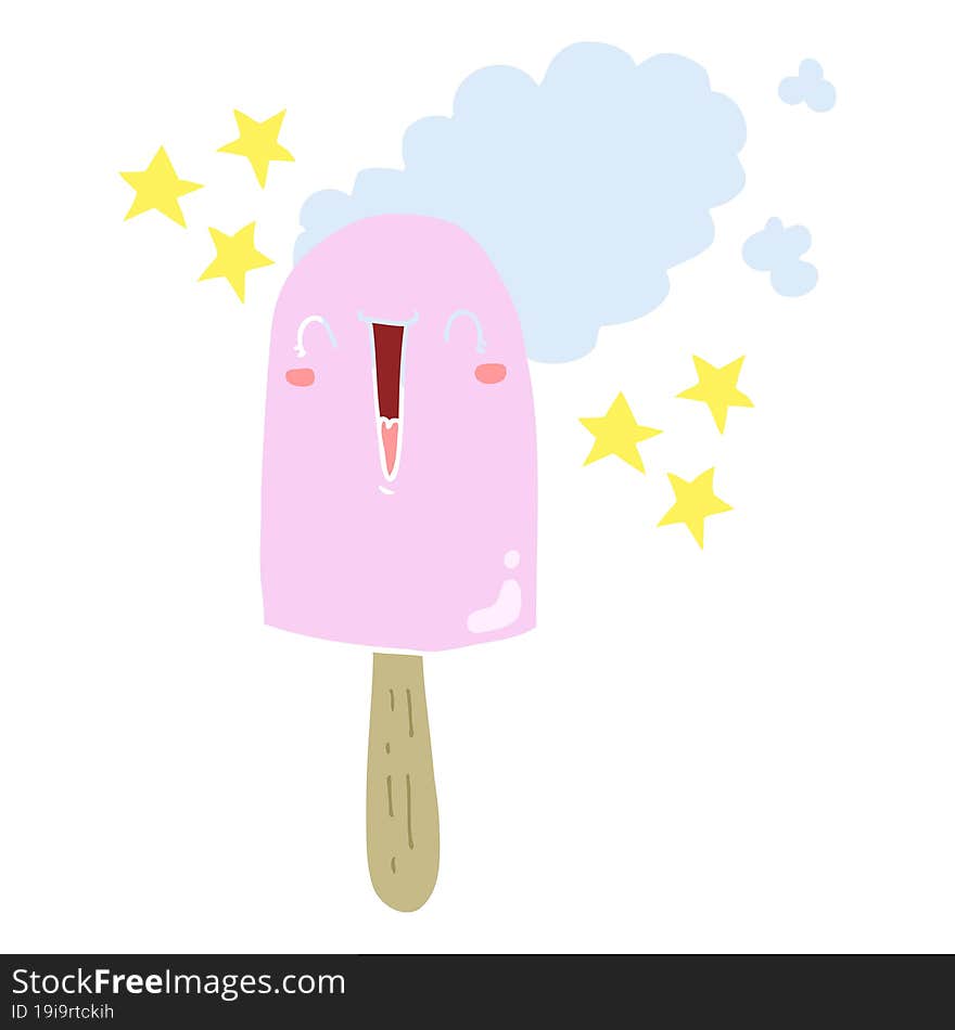 cute flat color style cartoon ice lolly