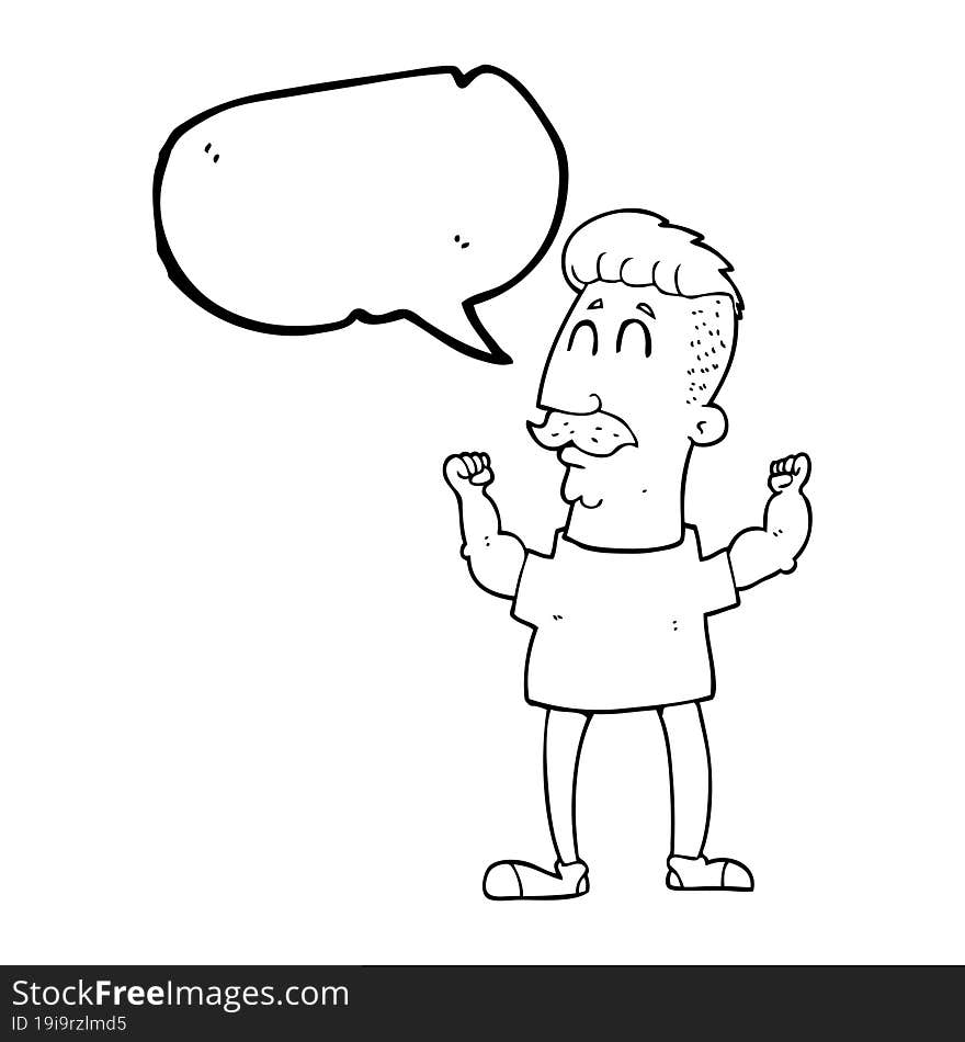 speech bubble cartoon celebrating man