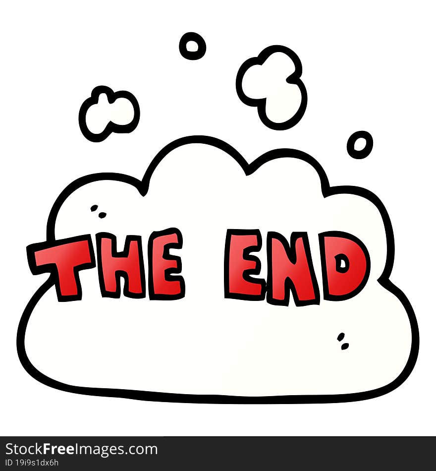 cartoon doodle wording the end