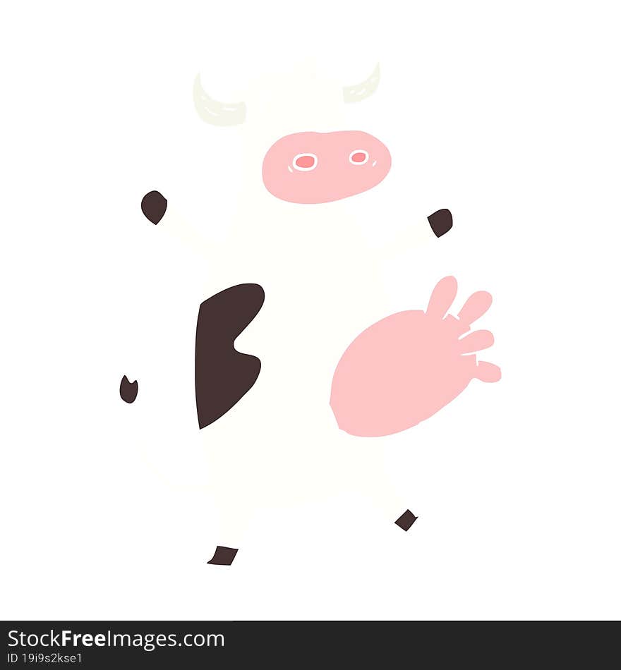 flat color style cartoon cow swinging udder