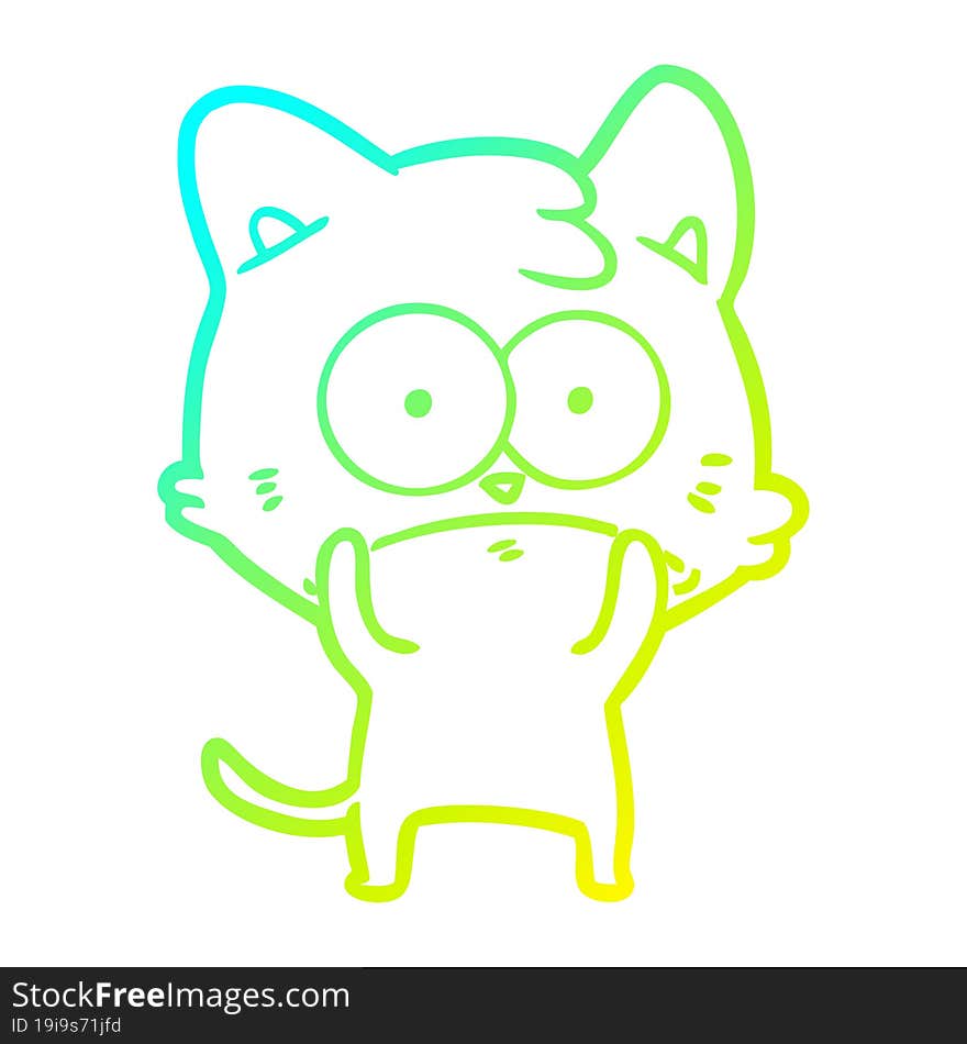 cold gradient line drawing cartoon nervous cat