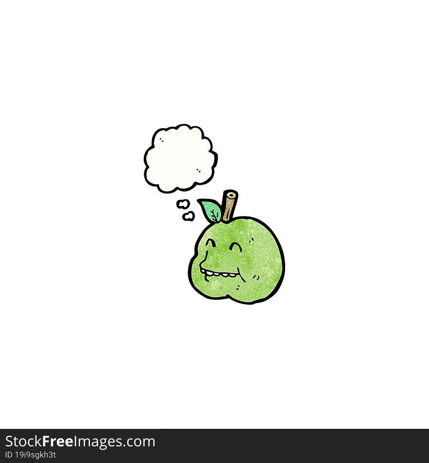 cartoon apple with thought bubble