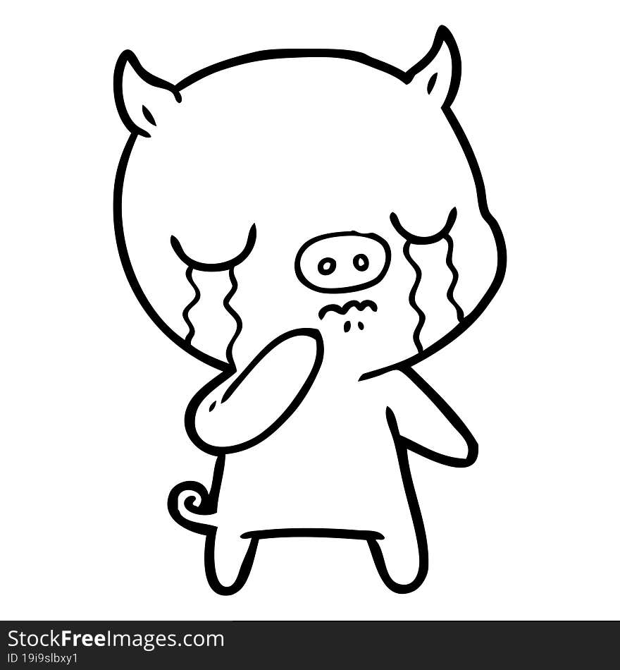 cartoon pig crying. cartoon pig crying