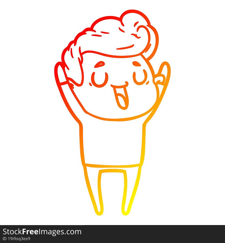 Warm Gradient Line Drawing Happy Cartoon Man