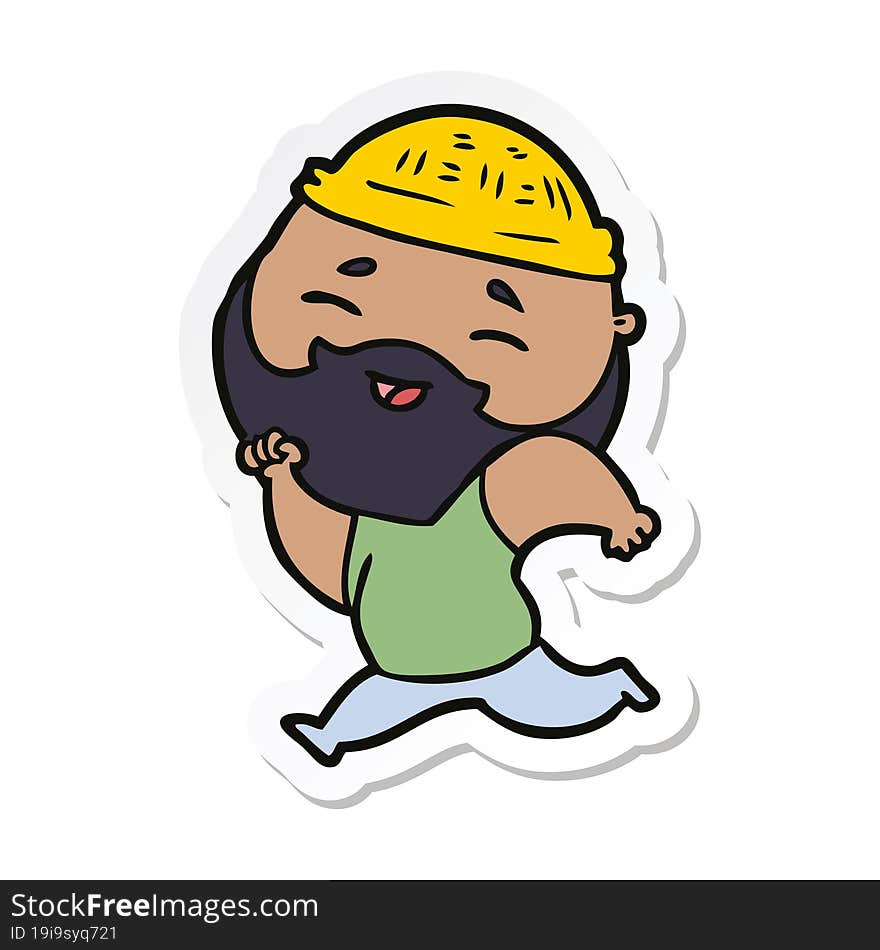 sticker of a cartoon happy bearded man